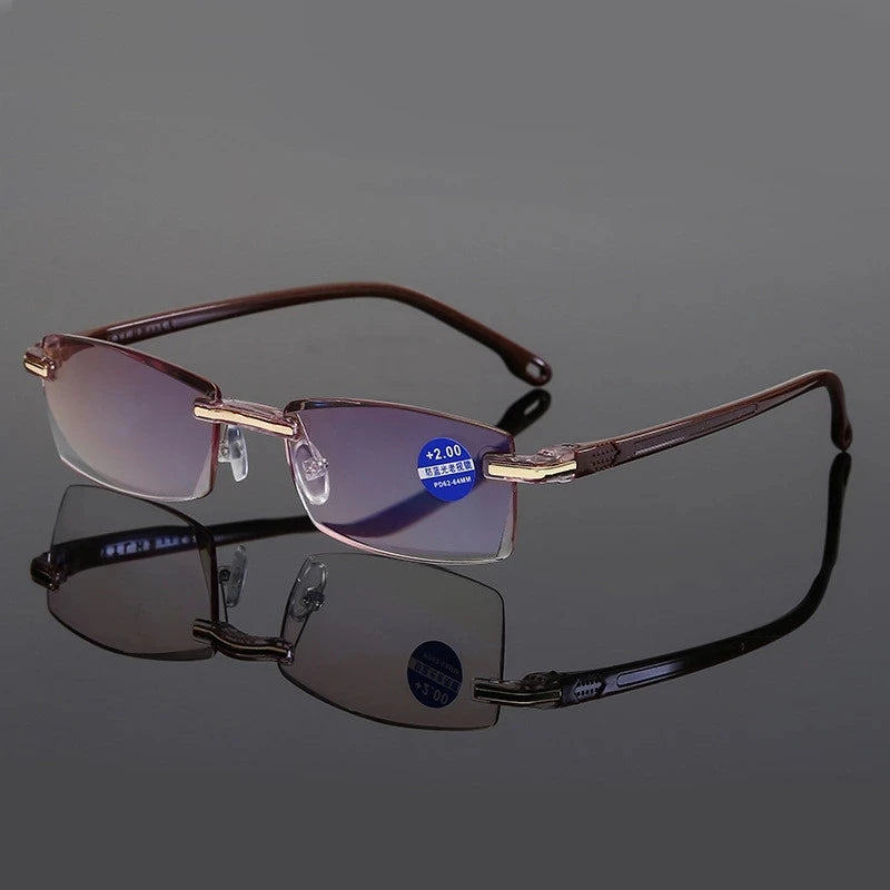 Rimless Reading Glasses Anti Blue Light Presbyopic Eyewear Square Frameless Eyeglasses Men Women Diopters +1.0 To 4.0