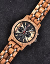 Zebra Handmade Wood Watch Quartz Classic Wristwatch Auto Date Stopwatch