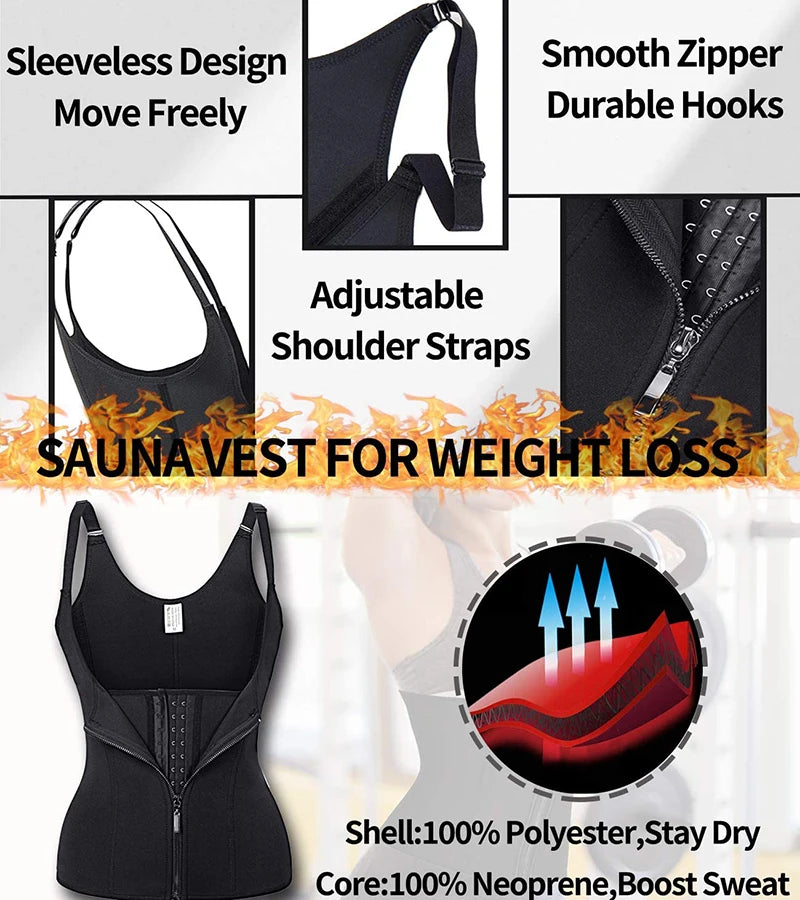 Neoprene Waist Trainer Corset Slimming Vest Sweat Sauna Suit Tank Top Curves Body Shaper for Weight Loss Shapewear