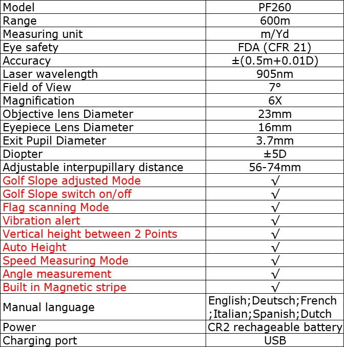 Golf Distance Meter 600M Laser Rangefinder with Slope, Vibration, Magnetic, Rechargeable suitable for Golf Hunting