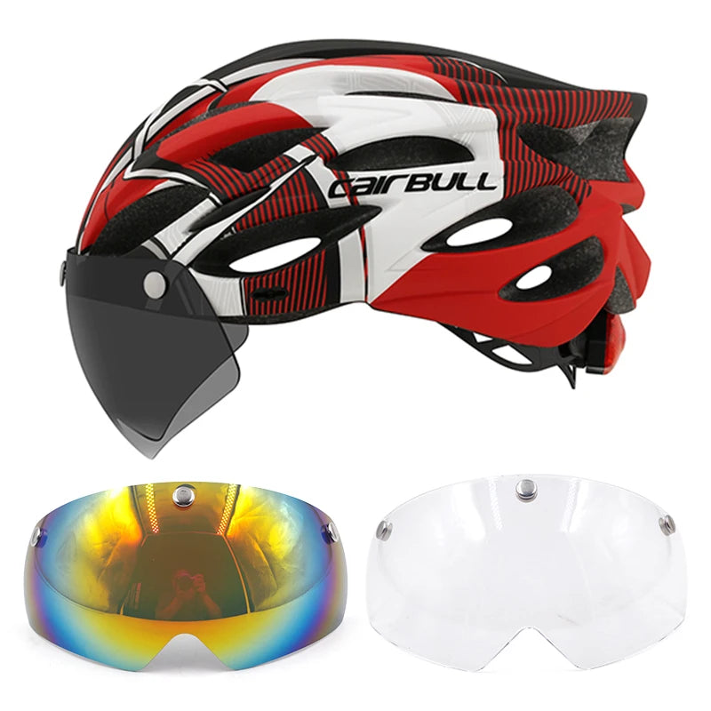Lightweight LED Cycling Helmet With Visor For Road And Mountain Bike