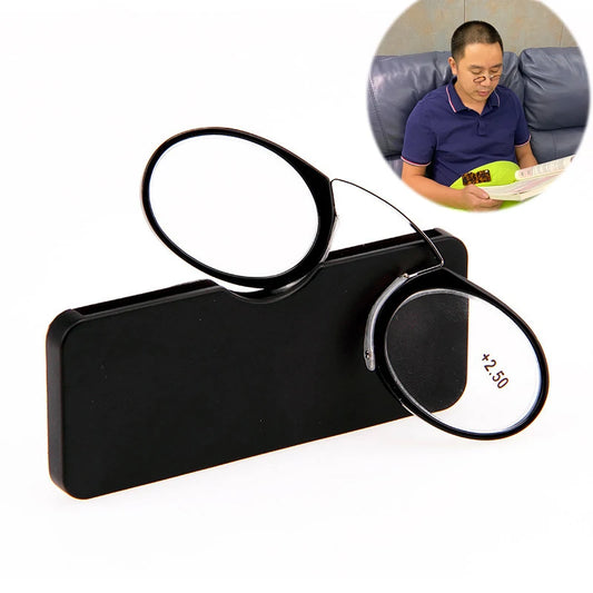 Portable Nose Clip Reading Glasses with Compact Case for Men and Women