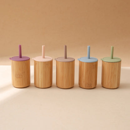 Let's Make 1pc Wooden Water Bottles School Kids Cup Silicone Soft Straw Cups Children's Learning Drinkware Baby Feeding Bottle