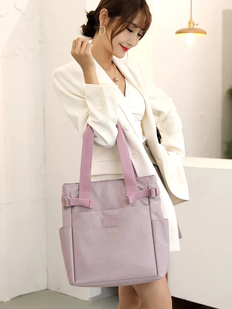 Canvas Tote Bags Women Casual All-Match Handbag Large Capacity Nylon Shoulder Bags Lightweight Travel Shopping Bag Female