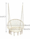 Nordic Style Round Hammock Swing Chair Safety Hanging Hammock Rope Hanging Garden Seat Beige Knitting Rope Swing Balcony Chair