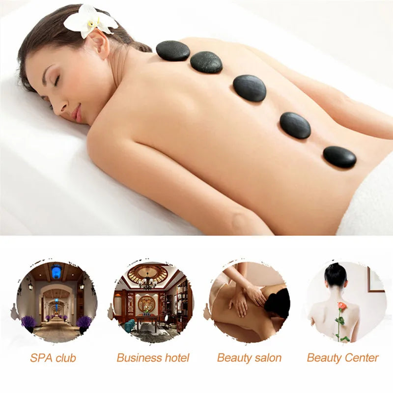 Black Natural Massage Stones Massage Lava Energy Massage Set Hot Spa Rock Basalt Body Beauty Health Care Stone