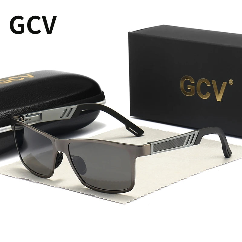 Rectangle Men Polarized Sunglasses Aluminium Magnesium UV400 Driving Eyewear Mirror Lens