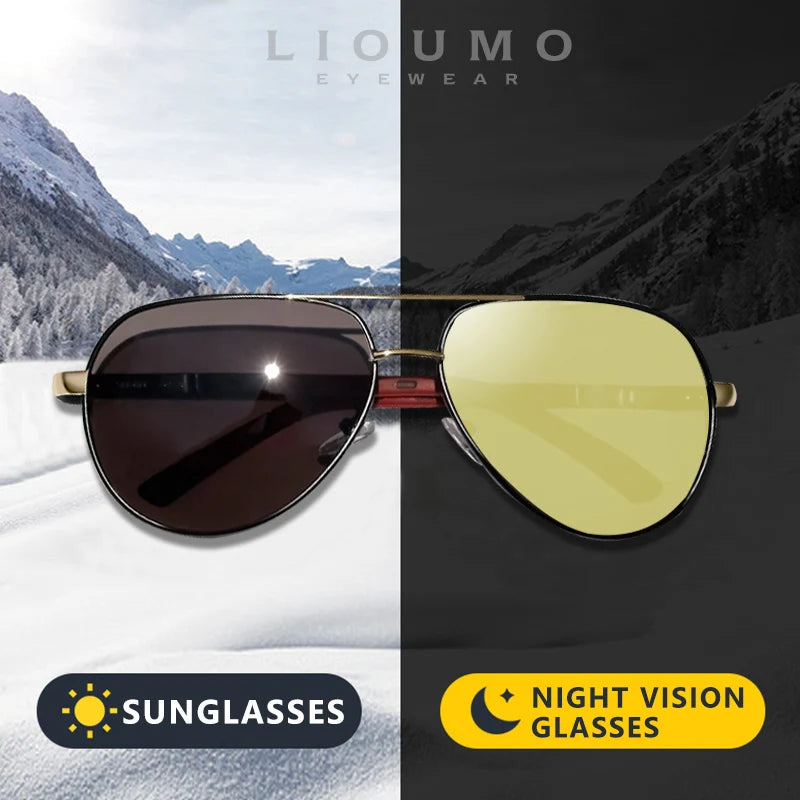 Aviation Photochromic Polarized Night Vision UV400 Driving Sunglasses for Men Women