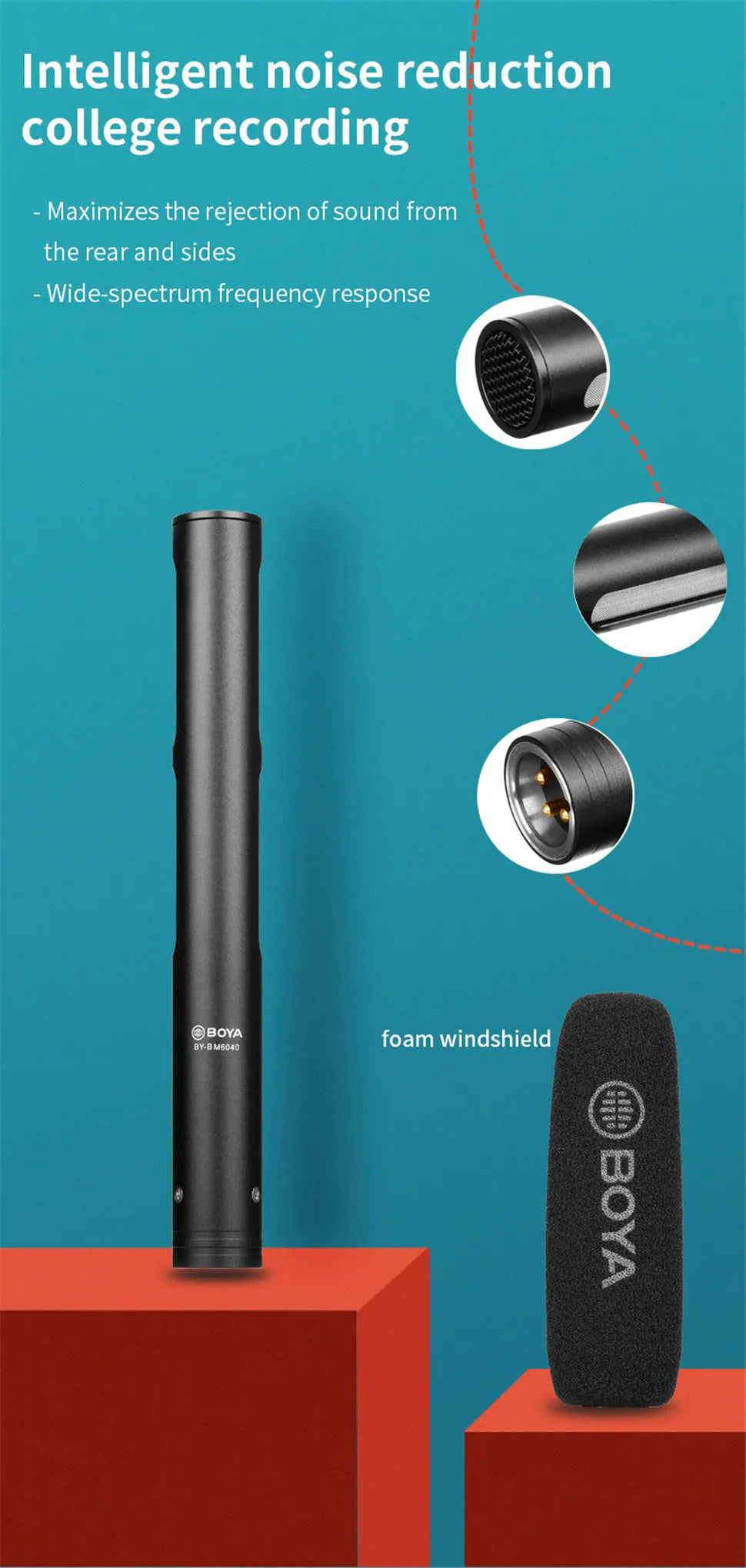 BY-BM6040 Cardioid On-camera Shotgun Microphone for Youtube Recording Broadcast TV Shoots Location Shooting Documentaries