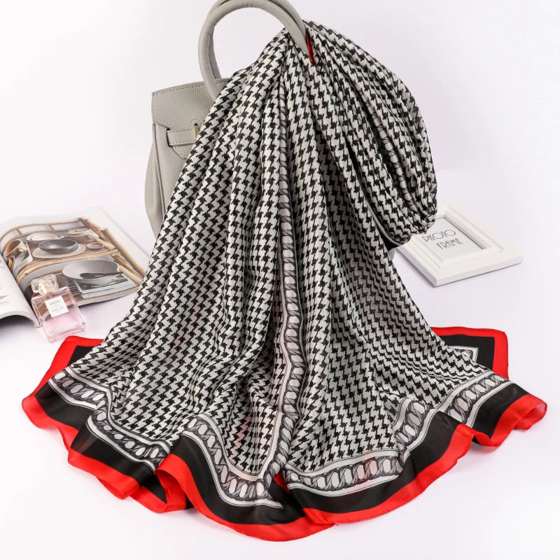 Women Summer Silk Scarves Shawl Lady Wrap Soft Female Echarpe Designer Beach Stole Bandana foulard muffler