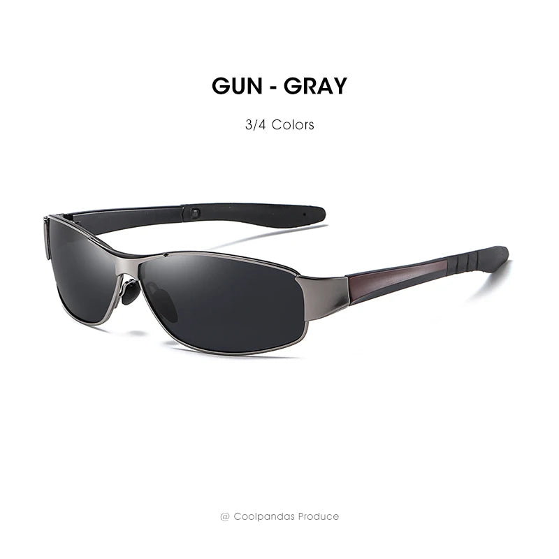 Polarized Square Metal Frame Sunglasses UV400 Anti-Glare Driving Fishing Glasses for Men Women