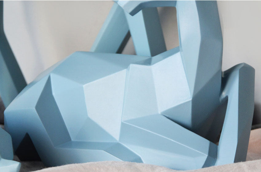 A Couple of 2Pcs Deer Statue Modern Geometric Sculpture Desktop Ornament Figurine Wine Cabinet Cafe TV Showcase Decor