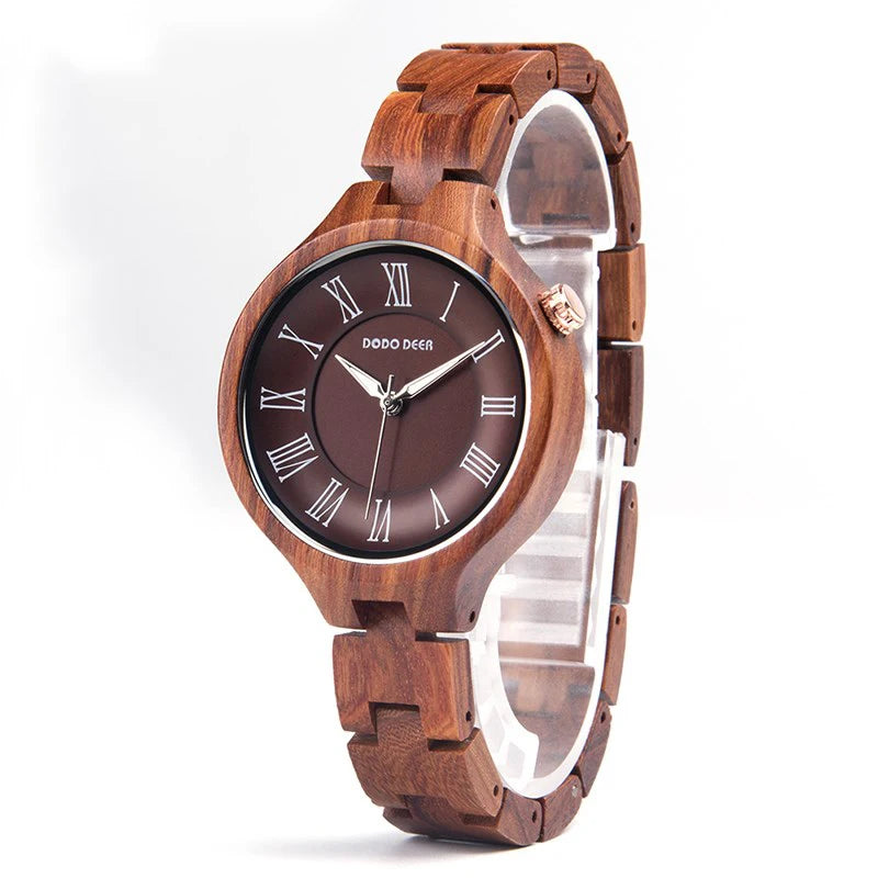 Fashion Wood Watch  Female Clock Quartz Wrist watches Ladies Roman Dial