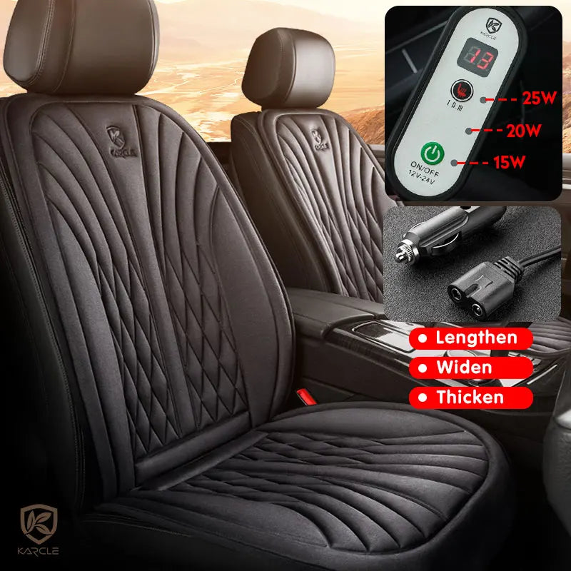12/24V Heated Car Seat Cover 30‘ Fast Heating Seat Cushion Universal Car Seat Heater Thicken Lengthen Widen Flannel Heating Pad