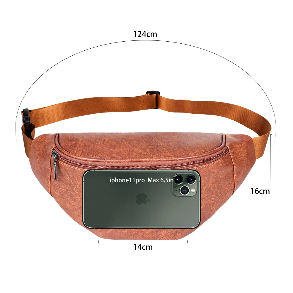 Fanny Pack Luxury Designer Belt Bag PU Leather Waist Bag Hip Bum Bag Men Waterproof Chest Bag Outdoors Waist Pack