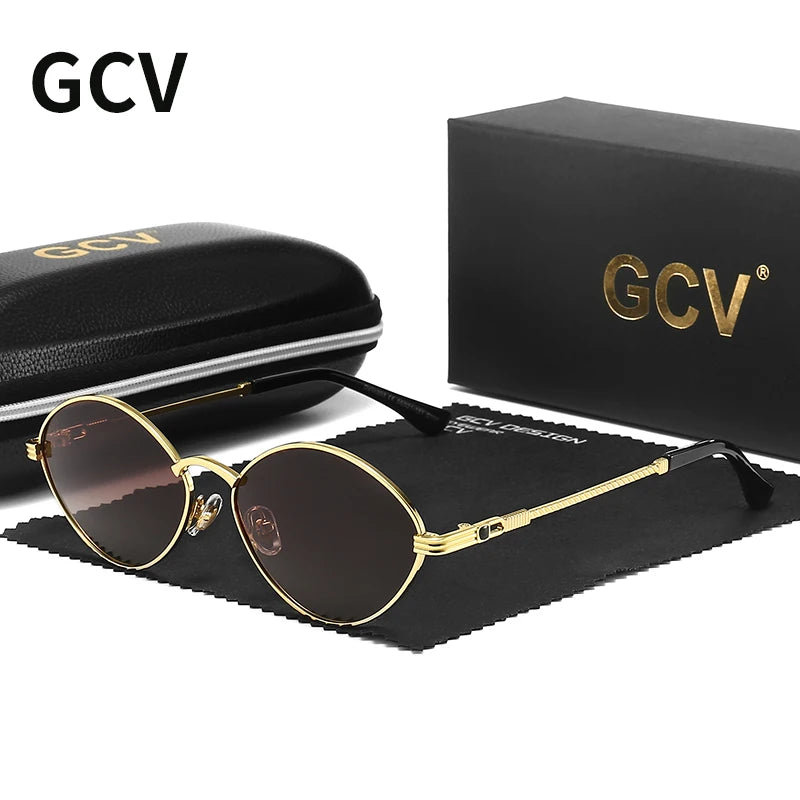 Cat Eye Titanium Alloy Polarized UV400 Retro Punk Sunglasses for Men Women Vintage Fashion Eyewear