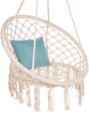 Nordic Style Round Hammock Swing Chair Safety Hanging Hammock Rope Hanging Garden Seat Beige Knitting Rope Swing Balcony Chair