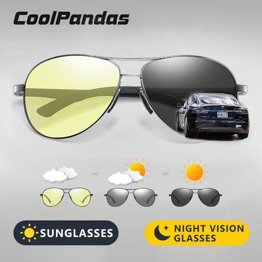 Aviation Photochromic Polarized UV400 Night Vision Driving Sunglasses for Men Women