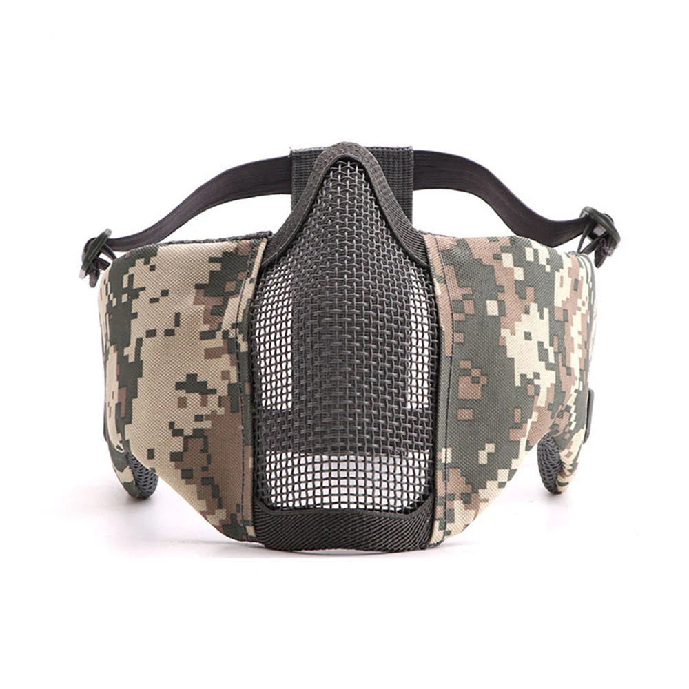 Airsoft Face Mask With Ear Mesh Face Breathable Mouth Mask Tactical Paintball Softair Protective Mask Shooting Hunting Equipment