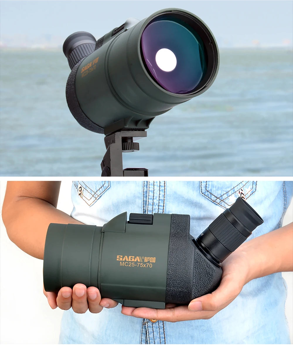 Professional Spotting Scope, Monocular Telescope,  Waterproof Telescope, Hunting Bird Watching Target, MC25-75x70 Zoom
