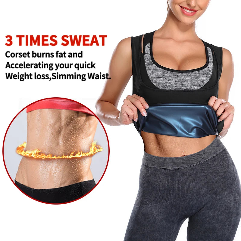 Women Sauna Sweat Vest Polymer Waist Trainer Weight Loss  Shapewear Tummy Slimming Sheath Workout Body Shaper Corset Fitness Top