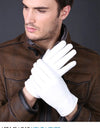 Genuine Leather White Gloves Solid Wrist Buttons Female Lambskin Driving Glove
