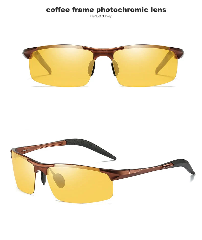 Aluminum Magnesium Photochromic Polarized Sunglasses UV400 Night Vision Driving Glasses for Men Women