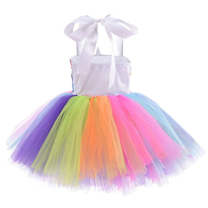 Girl Unicorn Dresses for Girls Tutu Princess Party Dresses with LED Lights Flower Birthday Party Cosplay Costume Girls Clothing