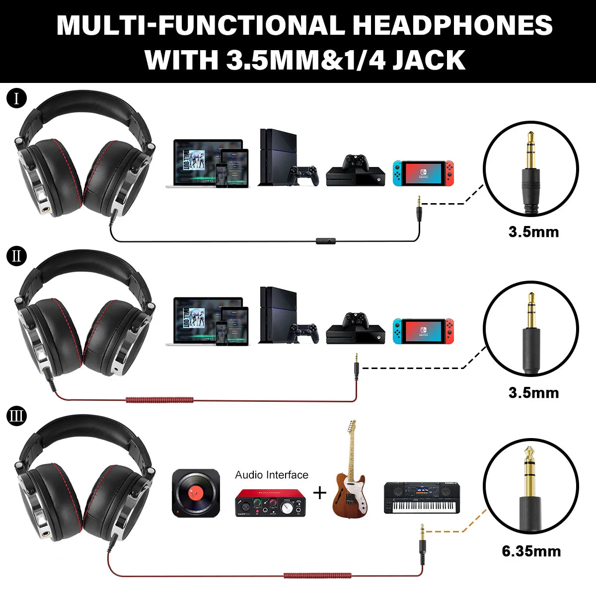 Foldable Over-Ear Wired Headphone For Phone Computer PC Professional Studio Pro 30 50 Monitor DJ Headset Gaming Earphone