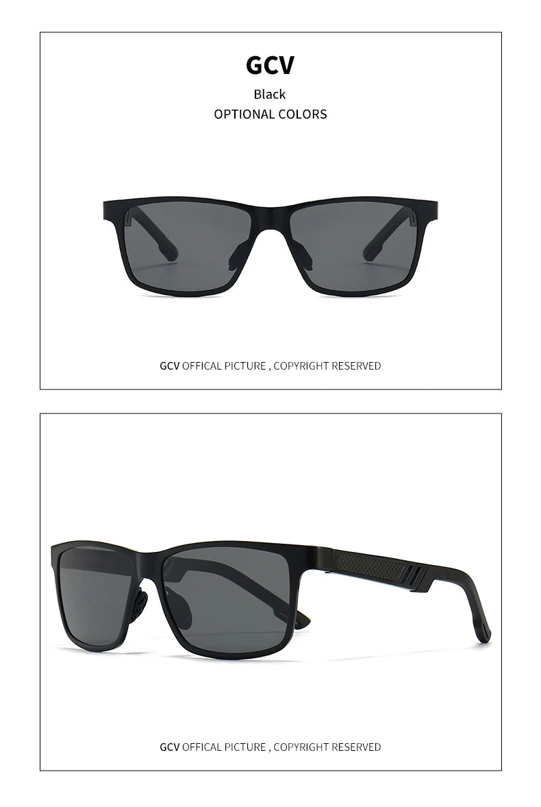 Rectangle Men Polarized Sunglasses Aluminium Magnesium UV400 Driving Eyewear Mirror Lens