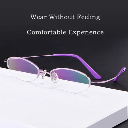 Ultra-Light Quality Super-Elastic Pure Titanium Eyewear Optical Prescription women's Half Frame Glasses T9276