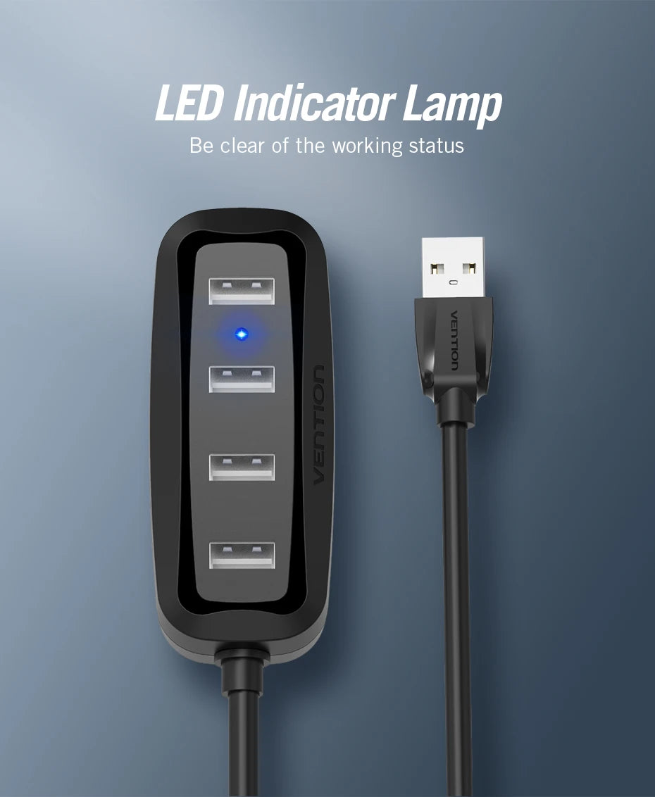 USB 2.0 HUB 4 Port with LED Multi USB Splitter for Lenovo Xiaomi Macbook Pro Air Computer Accessories Laptop HUB USB 2.0