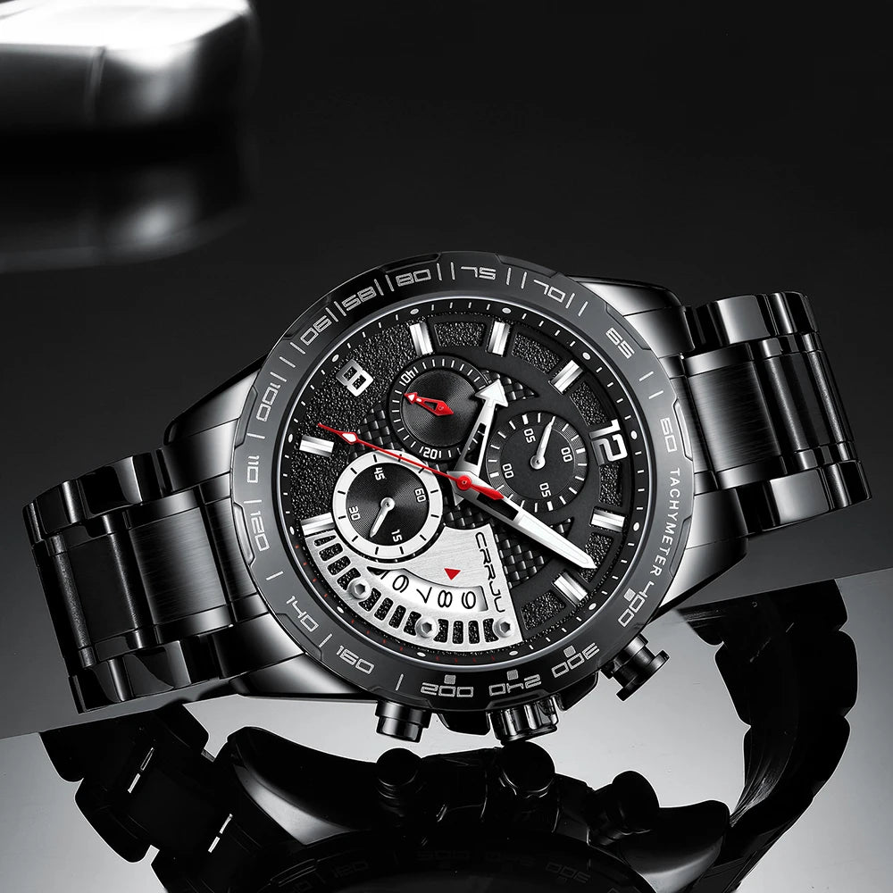 Mens Watches Fashion Stainless Steel Business Watch Luxury Luminous Waterproof Chronograph Quartz Watch Relogio Masculino