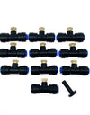 10pcs 1/4'' Tube OD Plastic Slip Lock (Quick Connect) Garden Fogging Misting Nozzle Tees with Brass Sprayer (0.1-0.6mm)