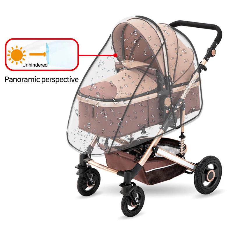 Stroller Rain Cover Transparent Wind Dust Shield Universal Trolley Umbrella Raincoat  Seat Cover Sunshade Breathable