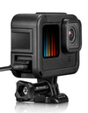 Chargeable PA Frame Mount Protective Case Cage with Cold Shoe Base Slot for Gopro HERO11 10 9 Black Sports Action Cameras