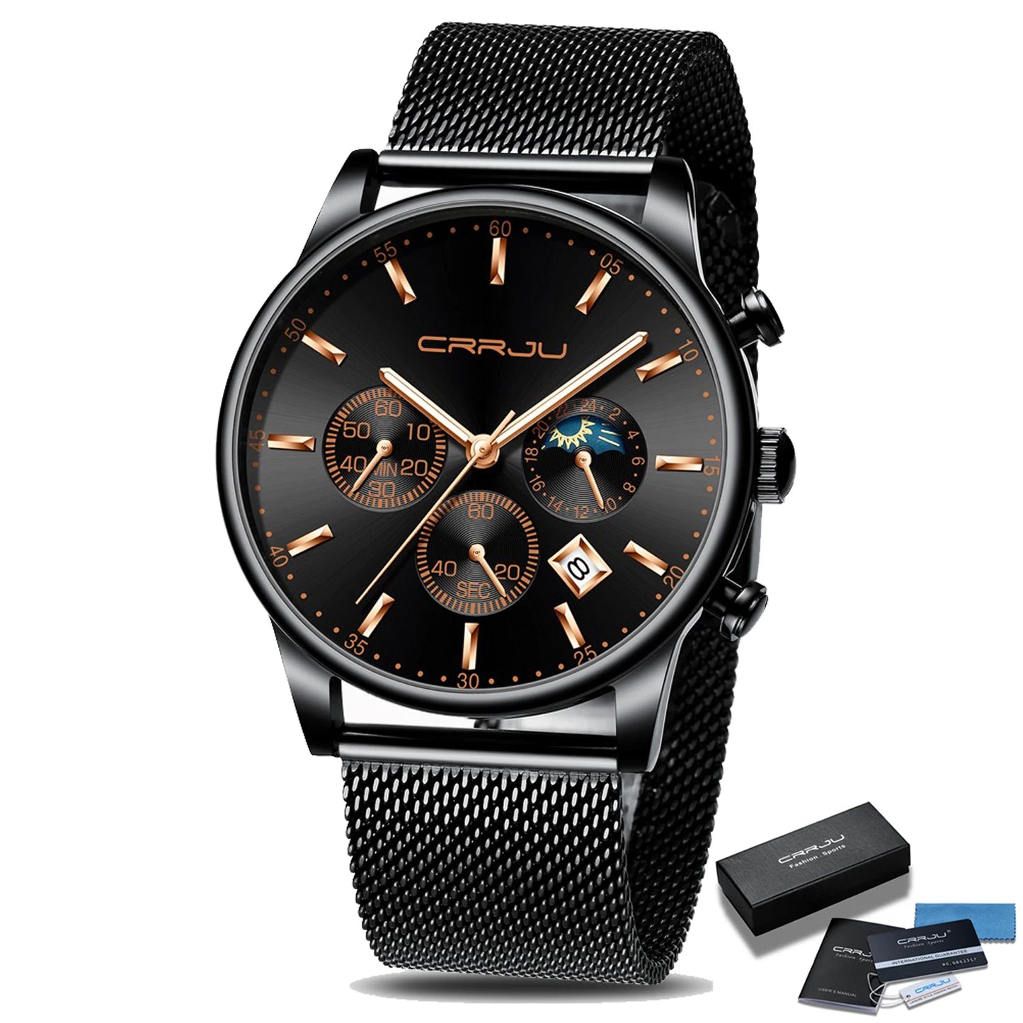 Relogio Masculino Luxury Quartz Watch for Men Blue Dial Watches Sport Watches Chronograph Clock Mesh Belt Wrist Watch