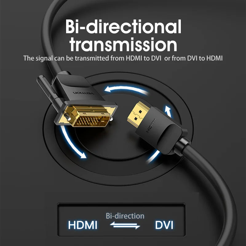 HDMI to DVI Cable Bi-direction HDMI Male 24+1 DVI-D Male Adapter 1080P Converter for Xbox HDTV DVD LCD DVI to HDMI Cable