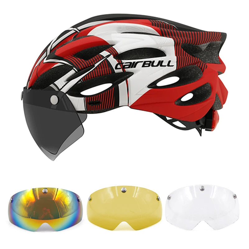Lightweight LED Cycling Helmet With Visor For Road And Mountain Bike