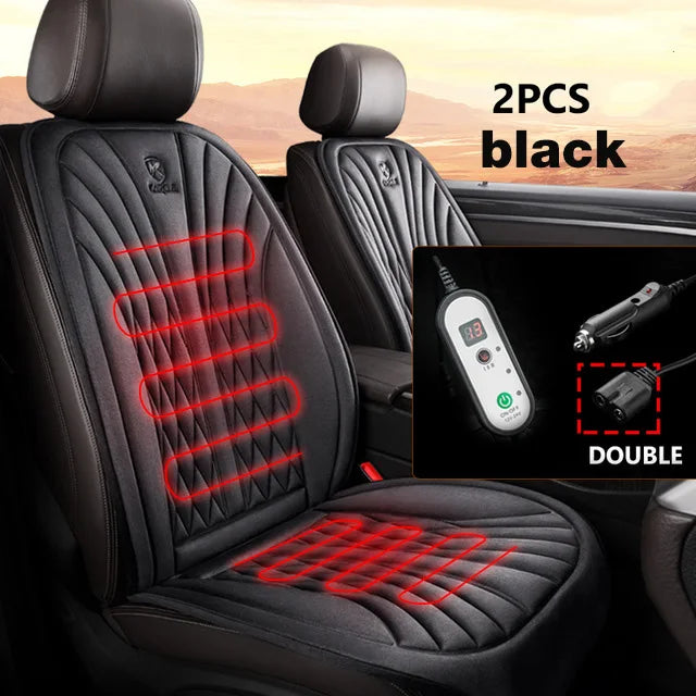 12/24V Heated Car Seat Cover 30‘ Fast Heating Seat Cushion Universal Car Seat Heater Thicken Lengthen Widen Flannel Heating Pad