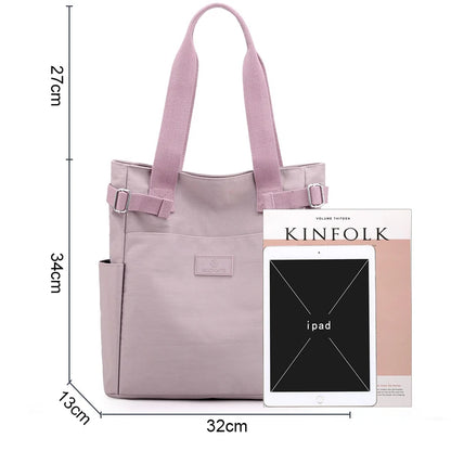 Canvas Tote Bags Women Casual All-Match Handbag Large Capacity Nylon Shoulder Bags Lightweight Travel Shopping Bag Female