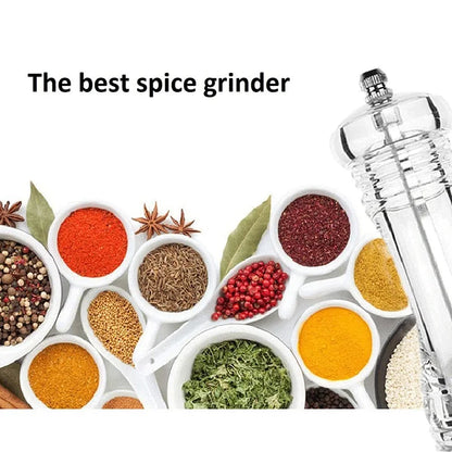 Pepper Grinder Clear Acrylic Salt and Pepper Mills Spice Mill Adjustable Coarseness by Ceramic Rotor Kitchen Accessories