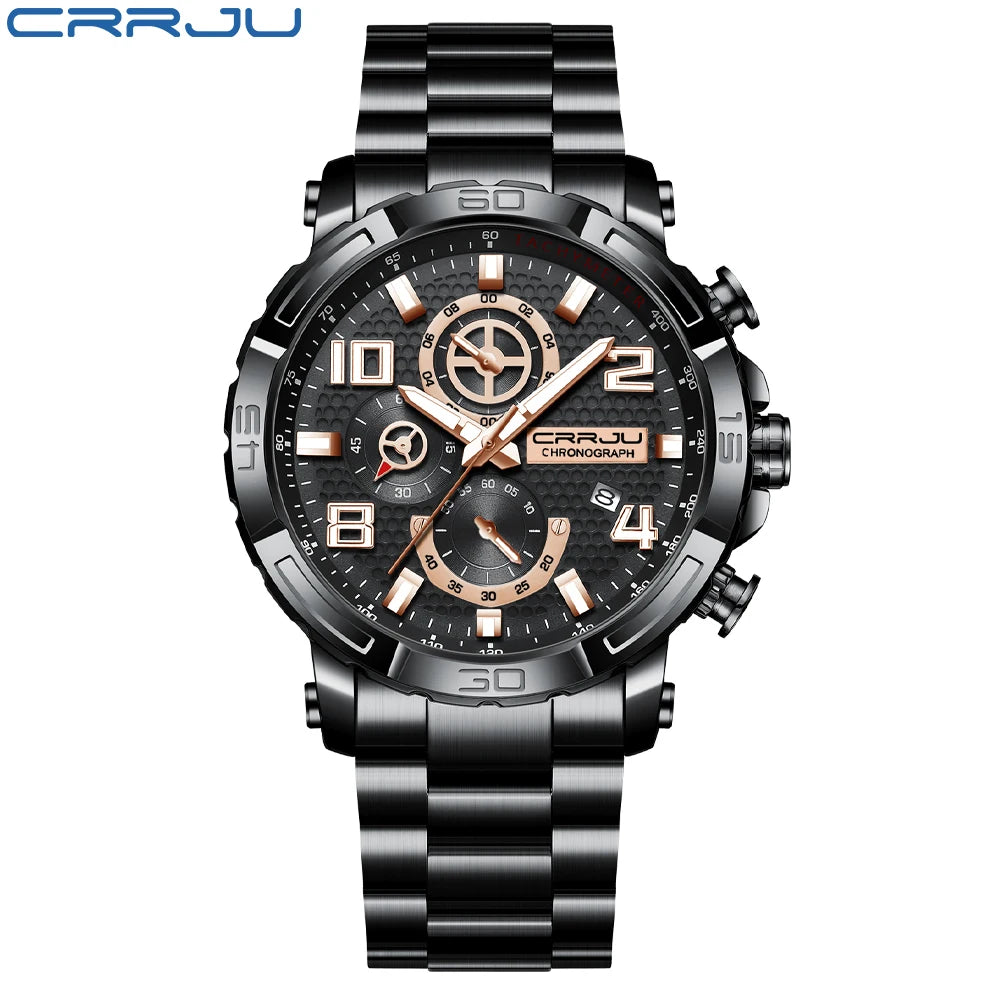 Men Watches Big Dial Waterproof Stainless Steel with Luminous handsDate Sport Chronograph Watches Relogio Masculino