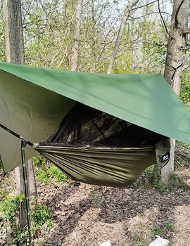 Portable Outdoor Camping Hammock with Mosquito Net High Strength Parachute Fabric Hanging Bed Hunting Sleeping Swing