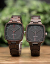 Quartz Watches Unisex Lover's Fashion Wristwatch Male With Ebony Wood