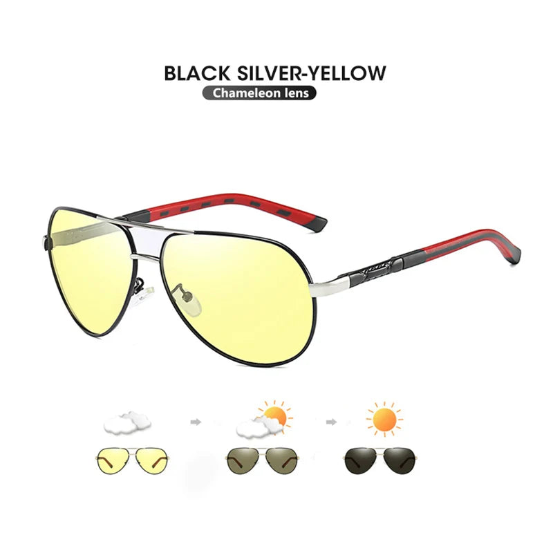 Aviation Photochromic Polarized Night Vision UV400 Driving Sunglasses for Men Women