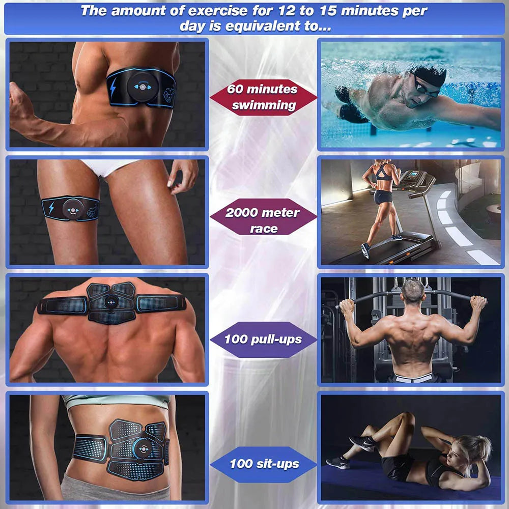 Abdominal Muscle Stimulator Trainer EMS Abs Fitness Equipment Training Gear Muscles Electro stimulator Toner Exercise At Home Gym