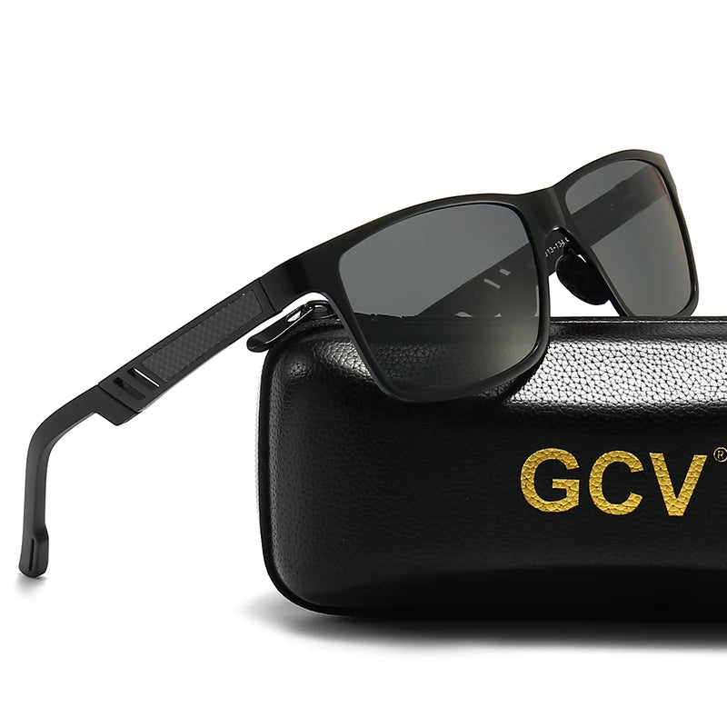 Rectangle Men Polarized Sunglasses Aluminium Magnesium UV400 Driving Eyewear Mirror Lens