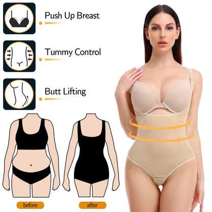 Women Shapewear Bodysuit Thong Panty Body Shaper Waist Trainer Corrective Underwear Tummy Control Shapewear