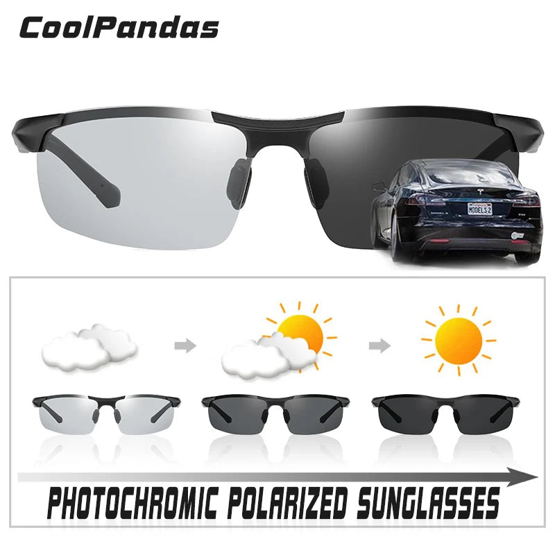 Aluminum Magnesium Frame Driving Photochromic Sunglasses Polarized Sun glasses Men